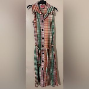 USED Kate Spade Rainbow Plaid Shirtdress size M
